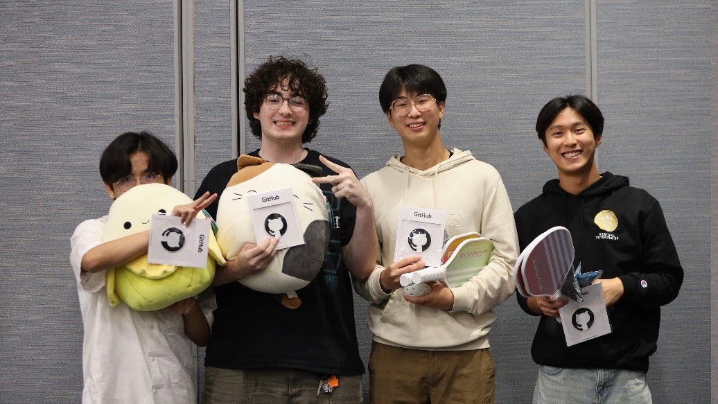 Group photo of SnapRec developers showing off